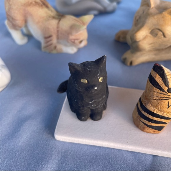 Vintage | Lot of 8 Trinket Cat Decorations (Wooden, Metal, Ceramic) - Picture 11 of 12